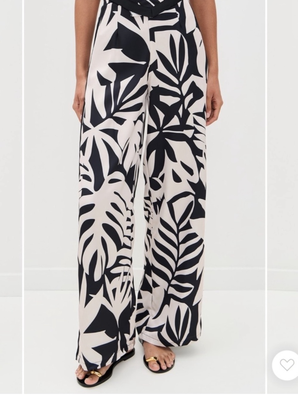 Seven wonders Women's Black & Cream Wide-Leg Tropical Print Pants size S